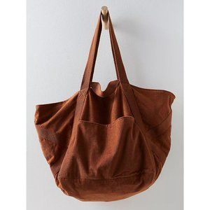 Free People Oversized Corduroy Tote in Rust Brown